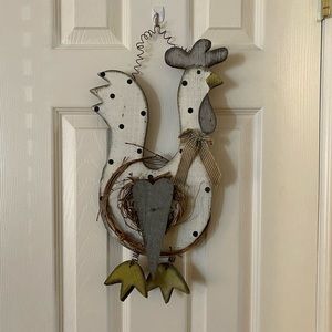 Rustic wood and metal rooster door hanger (11)